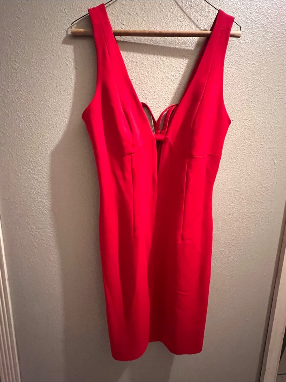 Lulu's Bright Red V-Neck Midi Dress